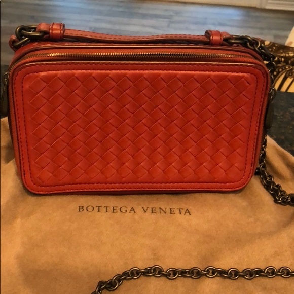 Bottega Veneta Handbags - Bottega Veneta red wallet on a chain never worn